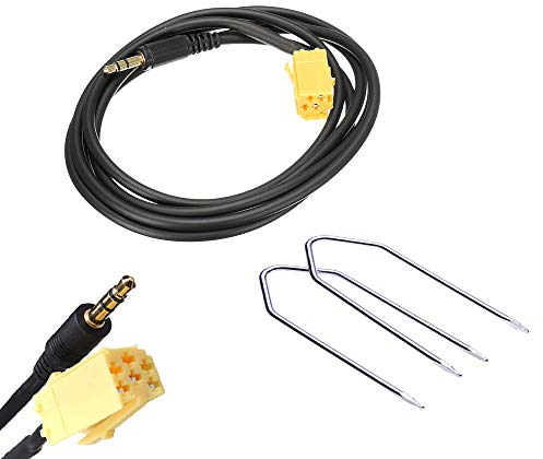 1neiSmartech Cavo Aux Compatibile con Radio Blaupunkt, Compatibile con Fiat Grande Punto, Cinquecento e altri modelli auto, Jack Maschio e Kit Due Chiavette per Estrazione Autoradio