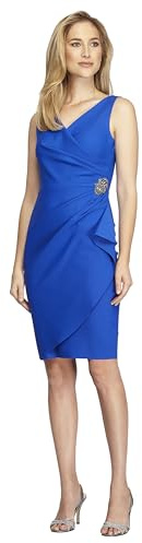 Alex Evenings Damen Schlankmachendes, Kurzes Gerüschtes Cocktailkleid mit Rüschen (Zierliche und Normale Größen) Kleid fr besondere Anlsse, königsblau, 44