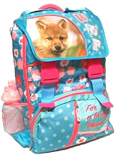 ZAINO SCUOLA WWF FLOWERS ORIGINALE ESTENSIBILE girl + OMAGGIO BORRACCIA + omaggio penna glitterata + CARTOLINA WWF