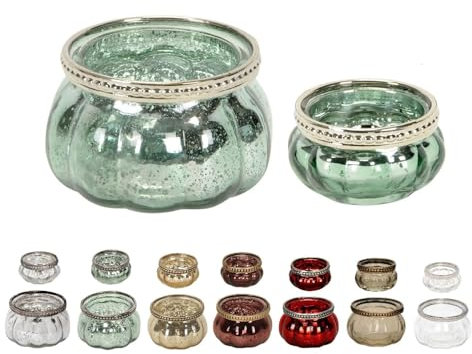 NETPROSHOP Teelichthalter Orientalisch Windlicht aus Glas mit Metalldekor, Farbe:Mint, Auswahl:5.5 cm