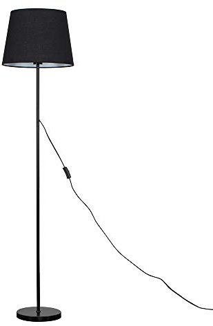 MiniSun | Standard Floor Lamp Base in a Black Metal Finish with a Large Black Tapered Shade | Floor Lamps & Torchieres, Home Décor & Improvement Essential