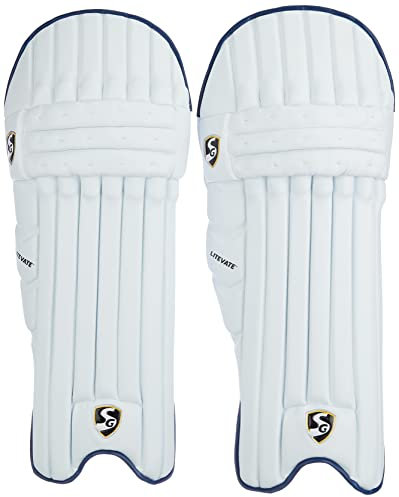 SG Litevate Batting Guard | Men & Boys | White | Size: Men | Left-Hand Batsman | Hook and Loop Closure | Safety Gear | Pads | Batting Armor