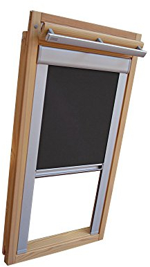 Verdunkelungsrollo THERMO Alu-Rückseite für VELUX Dachfenster TYP GGL/GPL/GHL/GGU/GPU - C02 - Farbe Dunkelgrau - mit Aluminium Seitenschienen - KLICK Montage