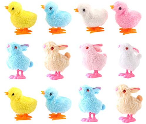 NUOBESTY 12 Stück Aufziehspielzeug Ostern Ostern Osterhase Spielzeug Ostern Aufzieh Huhn Spielzeug Ostern Korb Stuffers Füllstoffe für Kinder Mädchen und Jungen (Zufällige Farbe)
