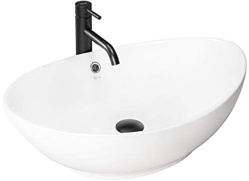 VBChome Waschbecken 59 x 38 Keramik Oval Waschtisch Handwaschbecken AUFSATZWASCHBECKEN WASCHSCHALE GÄSTE WC