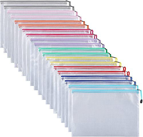 Ipow A5 Dokumententasche Reißverschluss Taschen Netztaschen, Zip Beutel Aktenbeutel für Schule, Bürobedarf, Dokumente, Medikamente, Kosmetik, Reisezubehör 30pcs Bunt