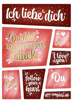 Ich Liebe Dich Kühlschrankmagnete im 8er Set Glück Herz Herzen Mann Frau Paar