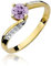 Damen Ring 585 14k Gold Gelbgold echt Amethyst Edelstein Diamanten Brillanten