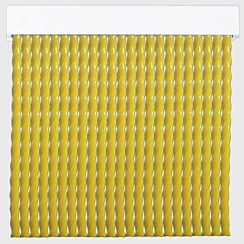 Rideaux d'extérieur faits de cordons, pour porte - Cordons en plastique PVC et barre en aluminium - Idéal pour terrasse et porche - Anti-mouches, jaune, 210 x 90