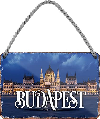 schilderkreis24 Blechschilder Kollektion 18x12cm – Städte-Motive aus aller Welt: Dekoration & Geschenkidee für Weltenbummler (Budapest)