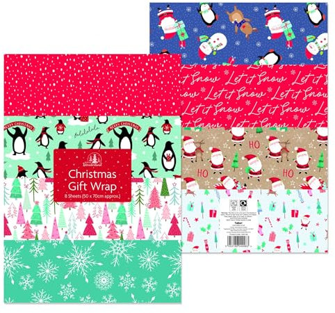 Tallon International Festive Wonderland 8 Sheets of Gift Wrap, Christmas, Multi Coloured