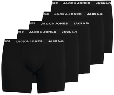 Jack & Jones Herren 5-er Stück Pack Boxershorts | Trunks Set Stretch Hose | Basic Unterwäsche JACHUEY, Farben:Schwarz, Größe:5XL
