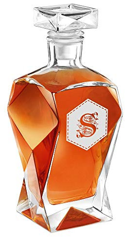 Maverton Décanteur à Whisky gravé - Carafe en verre - Carafe Whiskey - cadeau personnalisé - Idee cadeau homme - Cadeaux anniversaire homme avec personnalisation - Lettrine