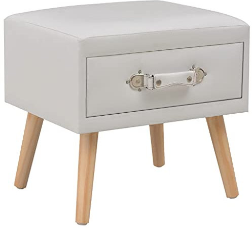 TEWTX7 Kunstleder Nachtkommode mit Schublade Nachtschrank Konsolentisch Nachttisch Telefonschrank Holzrahmen Dekorativer Schrank Beistelltisch
