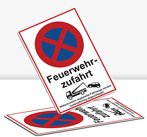 2 Stück XXL Feuerwehrzufahrt freihalten Schild 30 x 40 cm Alu 3mm Alu-Dibond stabile Aluminiumverbundplatte Feuerwehr Einfahrt freihalten mit UV-Schutz von STROBO