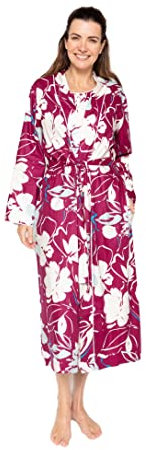 Cyberjammies Nora Rose Ladies Long Dressing Gown Magenta Pink Floral Print Robe (1616) (08)