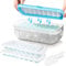 Ice Cube Tray with lid, Food-Grade Silicone Moulds, Release All Ice Cubes in One Second, Reusable 48 Ice Cube Tray(Blue)