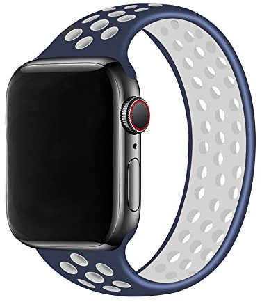 Cinturino in Silicone Compatibile con Cinturino Apple Watch 42mm 44mm 45mm 49mm, Cinturino Sportivo Elastico Traspirante per iWatch Series 8 7 6 5 4 3 2 1 SE Ultra(Blu Bianco,M)