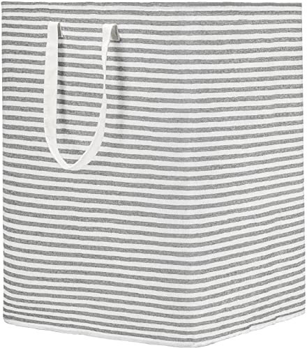 DOKEHOM 120L Freestanding Laundry Hamper with Handle, Collapsible Extra Large Cotton Storage Basket for Clothes (Grey)
