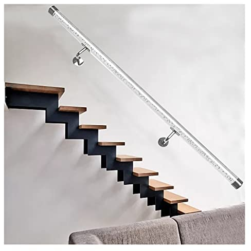 LZMZMQ Handläufe Modern Treppe Geländer Klares Acryl, 0,5/1/2/3/4/5/6 m lang Sicher Haltegriff mit silbernen Endkappen & Klammern, für Deck/Dachgeschoss/Villa/Terrasse (Size : 520cm/17.0ft)