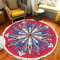Tomifine Mandala Rund Teppich Quasten, Böhmen Handgewebte Baumwolle Teppiche für Schlafzimmer Wohnzimmer Hausdekor (120 cm,Rot Grau)
