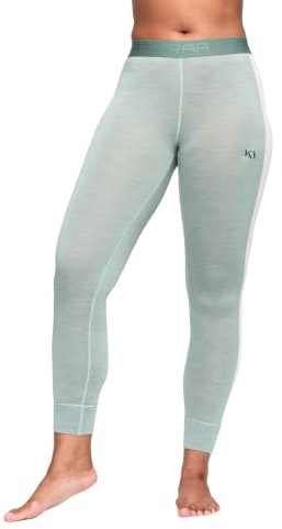 Kari Traa W Tuva Pant Grün - Merino Lässige softe Damen Baselayer Leggings, Größe L - Farbe Sage