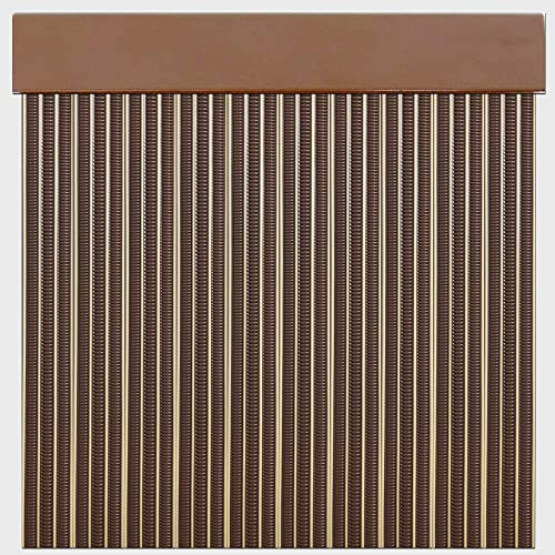 Cortinas Exterior de Cinta para Puertas | Plástico PVC y Barra Aluminio | PERTONI TENDE (MARRÓN Y Beige, Ancho 100cm x 210cm Largo)