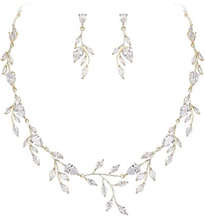 EVER FAITH Teardrop Hochzeit Schmuckset für Braut Party Zirkonia Halskette Ohrringe Set Klar Rosegold-Tone