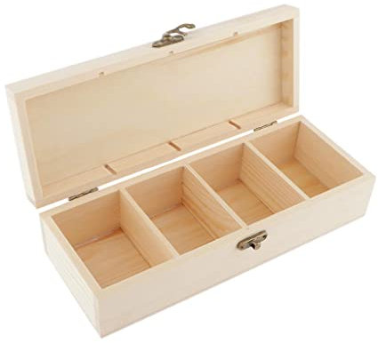 Harilla Holzschmuckschatulle Schmucktruhe Ohrring Aufbewahrungsbox mit Schloss 4 Slots