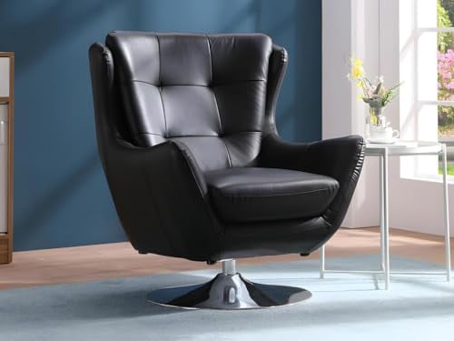 Venta-unica - Drehstuhl aus Leder ANABA - Schwarz