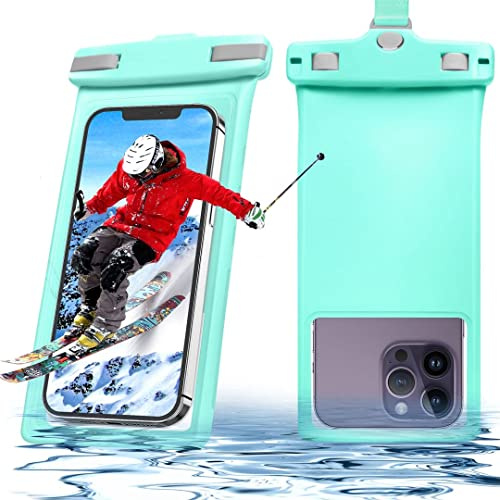 Lucrave Custodia impermeabile per telefono, custodia a prova di acqua per iPhone 15 14 13 Pro Max Plus Mini, S22 S21 Ultra fino a 7, protezione per telefono subacqueo per le vacanze, Verde menta