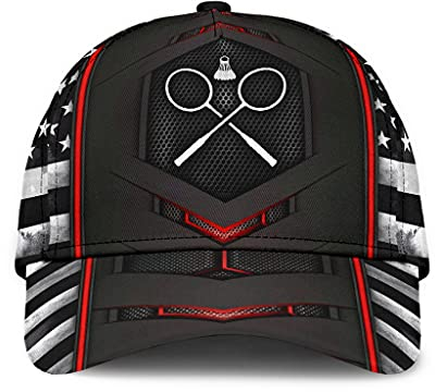 501 Baseballmütze Badminton Red America Us Flag Badminton Spieler Liebhaber Sport Einzigartige Geschenkidee Schwarz Unisex Baseball Kappe Mütze Leicht Abwaschbar Verstellbar Angeln Hüte