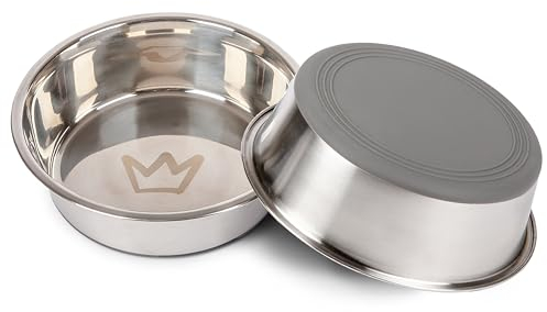 Rudelkönig Gamelle pour Chien en Acier Inoxydable - Pack de 2-900ml - Gamelle Anti-dérapante pour Chiens et Chats - Résistante au Lave-Vaisselle