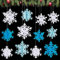 Becellen 12 Stücke 3D Schneeflocken Deko Weihnachten, Christbaumschmuck Blau Papier Schneeflocke Weiß Hängende Dekorationen für Weihnachtsbaum