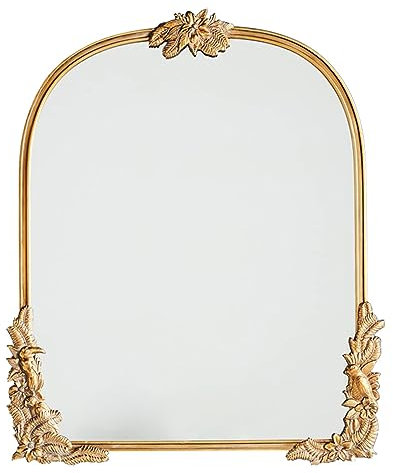 UYSELA Vanity Mirror Carved Desk Vanity Mirror Wall Hanging Decorative Pendant Vanity Mirror Entrance TV Wall Decoration