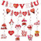 2 Stück Valentinstag Banner Girlande mit 12 Stück Hängende Wirbel Spiral Girlanden Deckenhänger für Hochzeit Geburtstag Party Valentinstag Deko