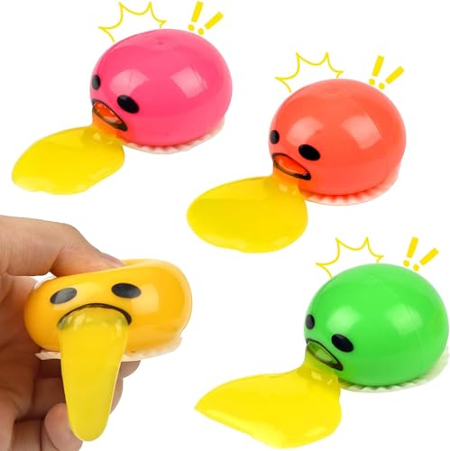 Feaolala Erbrechendes Ei Squeeze Toys 4 STK The Puking Ball, Eigelb Druck Ball Kotzen Eigelb-Stressball Erbrechen & Saugen Entlasten Sie Stress Spucken Eigelb (4 STK)