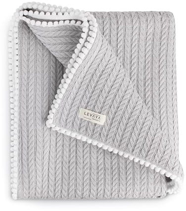 Babydecke Bio Baumwolle 120x90 cm | Kuscheldecke Baby Mädchen & Jungen | Strickdecke Neugeborene Kinderwagen | Geschenk Geburt & Taufe | Weich, Atmungsaktiv, Oeko-Tex Zertifiziert, Erstausstattung