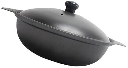 MOLUCKFU Small Iron Casserole Pot with Lid 18cm Cast Iron Clay Pot Rice Container for Braised Chicken Stew Cooking Suitable for Oven and Stove Use