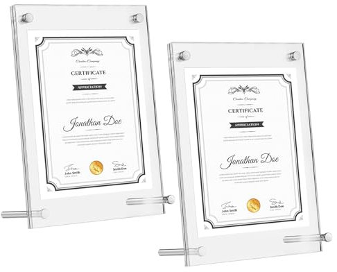2 Pièces Cadres Photo en Acrylique Transparent, 18.8x13.8cm Clair Acrylic Cadre D'Affichage de Photographie, Bloc Cadre Décoratif pour Bureau Domicile Photo Certificat Vertical Horizontal Affichage