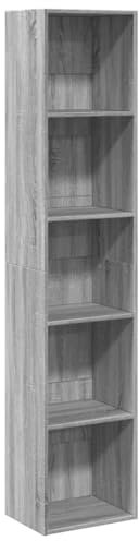 vidaXL Bücherregal, Bücherschrank Regal mit Stauraum, Standregal für Wohnzimmer Büro, Büroregal Aktenregal Aufbewahrungsregal, Grau Sonoma Holzwerkstoff