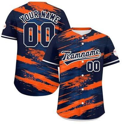 LILIHOT Personalisierte Baseball-Shirts, Benutzerdefinierte Baseball-Trikots Druck-Namennummern Baseballtrikot Individuelle Baseball-Shirts Für Männer Frauen Jugendliche Button-Down Sportuniform