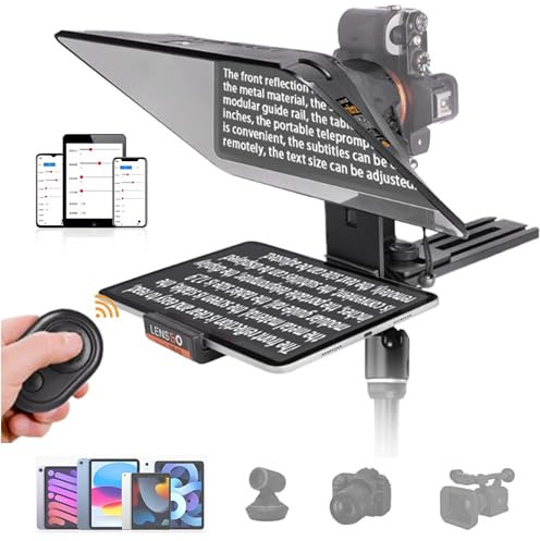 LENSGO TC12 Teleprompter für DSLR/spiegellose Kamera und Tablet bis zu 12,9 | Professioneller Teleprompter für Videoaufnahmen, Vlogging, Live-Streaming.