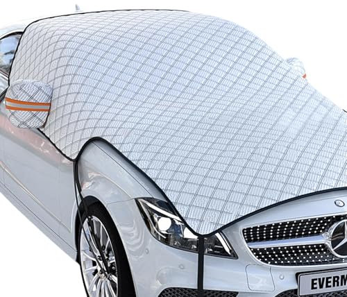 VeloZenith Auto Halbgarage Abdeckung Sonnenschutz Winter Schneedeckel Windschutzscheibe Wasserdicht Autohülle Staubdicht Frostschutzabdeckung Hälfte Autoabdeckung Faltbar für Autos und SUVs