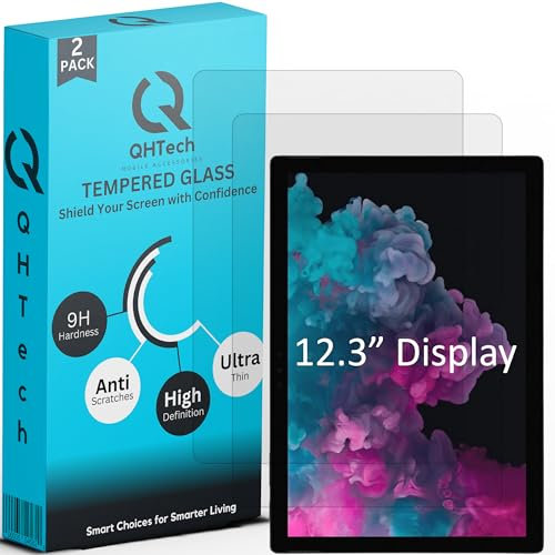 QHTech Screenschutzfolie für Microsoft Surface Pro 4/Pro 5/Pro 6 Unterstützung Surface Pen, HD Klar, 2 Stück, Anti-Scratch, für Microsoft Surface Pro 6/5/4-12.3 Zoll geeignet (1724/1796/1807 Model)