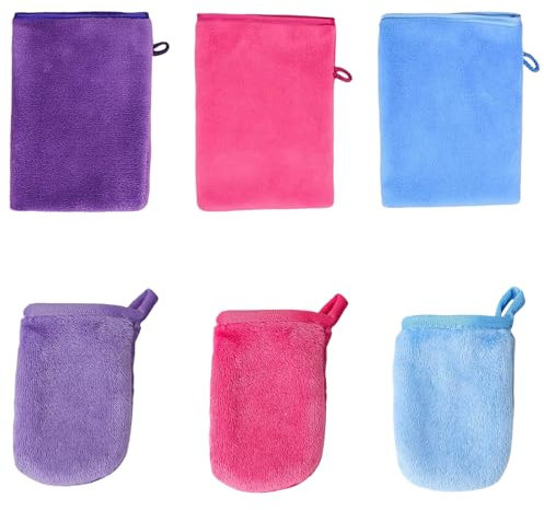 6 unidades de manoplas de algodón, manoplas de baño de rizo, manoplas de baño para cara, guantes de baño de rizo, guante de lavado corporal, microfibra para el baño y la limpieza facial