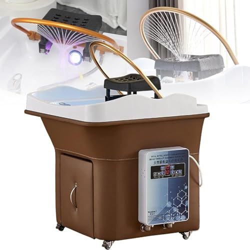 Équipement De Spa De Tête Japonais, Bassin De Shampoing Thermostatique Portable à Circulation D'Eau Avec Fonction De LuminothéRapie à 7 Couleurs, Pommeau De Douche Et Interrupteur Chaud/Froid,A