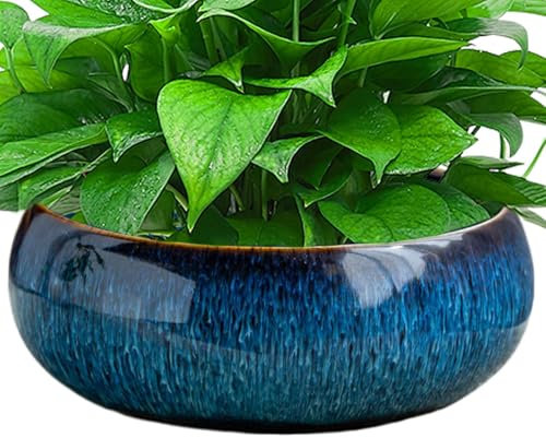 Nexusectar Seerosen-Pflanzgefäß – Dekoratives, rundes Keramik-Pflanzgefäß | Glasiertes, porenfreies Netz-Pflanzgefäß für Wasserpflanzen, tiefer Teichtopf für Lotusblumen, großer Behälter