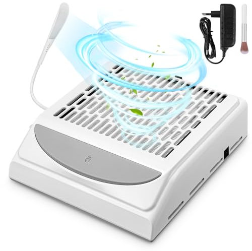 Yulado Aspirateur Ongles Professionnelle 100W, 5000RPM Aspirateur Manucure Blanc, Convient Aux Salons De Manucure Et Aux Particuliers Aspirateur De Table Poussiere Ongle