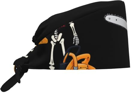 WHJSHOP Breathable Work Hat Chainsaw Lumberjack Skeleton Pattern Premium Peach Skin Velvet Adjustable, Soft, Versatile